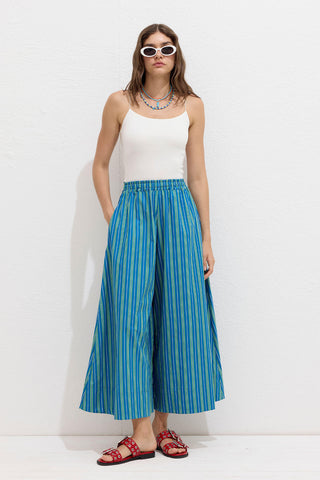 Striped Cotton Pants Green Stripe