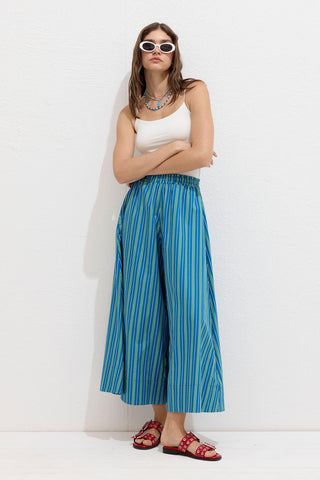 Striped Cotton Pants Green Stripe