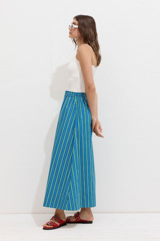Striped Cotton Pants Green Stripe