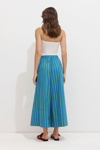 Striped Cotton Pants Green Stripe