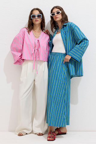 Striped Cotton Pants Green Stripe