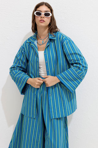 Striped Cotton Shirt Green Stripe