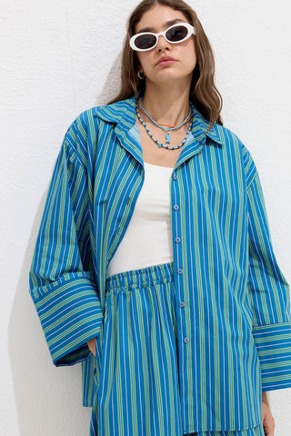 Striped Cotton Shirt Green