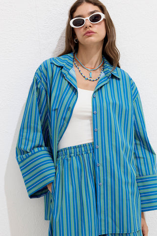 Striped Cotton Shirt Green Stripe
