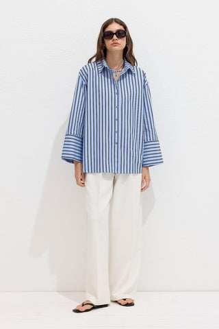 Striped Cotton Shirt Blue Stripe