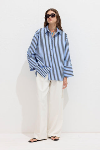 Striped Cotton Shirt Blue Stripe