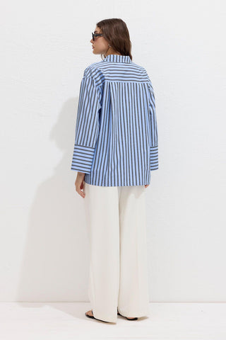 Striped Cotton Shirt Blue Stripe