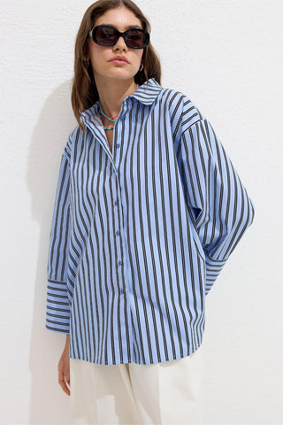 Striped Cotton Shirt Blue Stripe