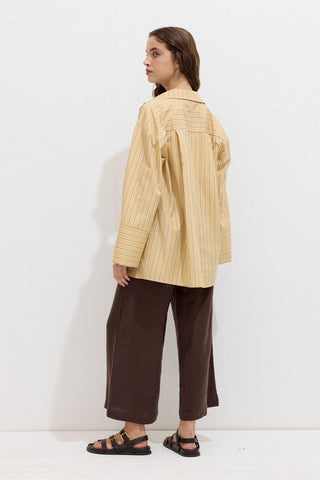 Striped Cotton Shirt Yellow Stripe