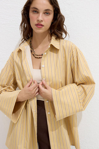 Striped Cotton Shirt Yellow Stripe