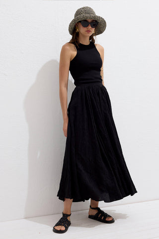 Crushed Effect Premium Skirt Black