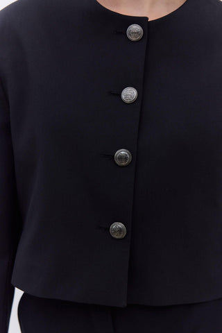 Short Jacket With Metal Buttons Black