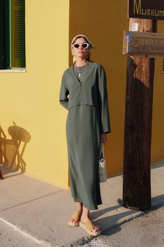 Relaxed Tencel Sleeveless Dress Emerald