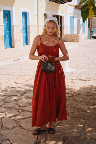 Ribbed Strappy Dress Orange