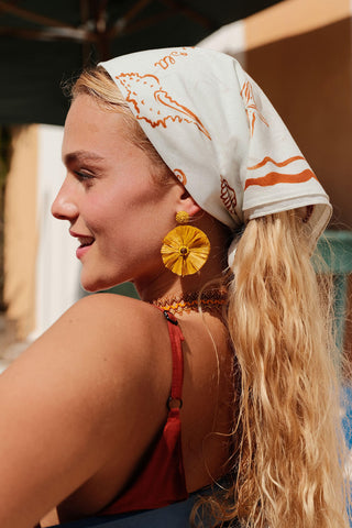 Desenli Pamuklu Atkı Deniz Ürünleri Karosu