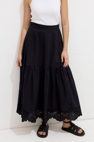 Embroidered Skirt Black