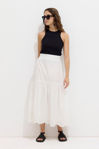 Embroidered Skirt Ecru