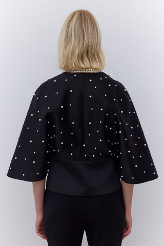 Pearl Embellished Evening Kimono Black