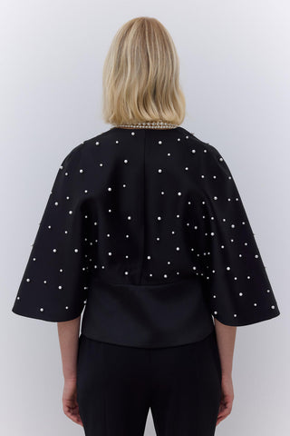 İnci İşlemeli Akşam Kimono Siyah