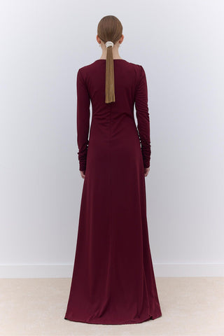 Hailey Draped Evening Dress Burgundy