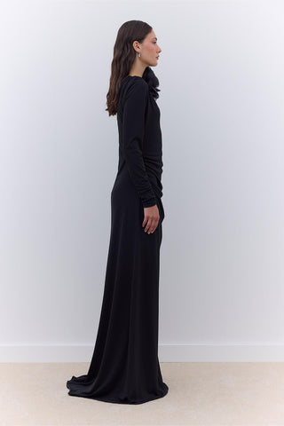 Hailey Draped Evening Dress Black