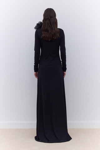 Hailey Draped Evening Dress Black