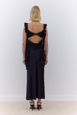 Juliet Satin Evening Dress Black