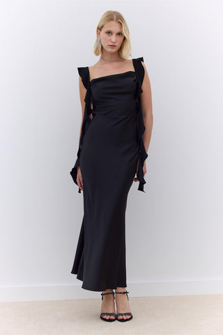 Juliet Satin Evening Dress Black