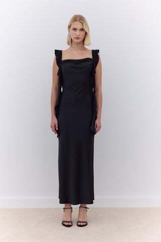 Juliet Satin Evening Dress Black