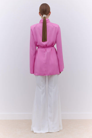 Satin Wide Sleeve Tunic Pink