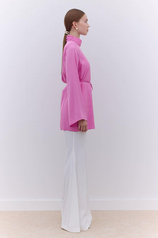 Satin Wide Sleeve Tunic Pink