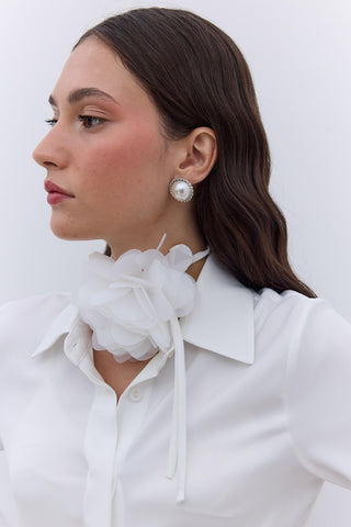 Satin Slim Fit Shirt Ecru