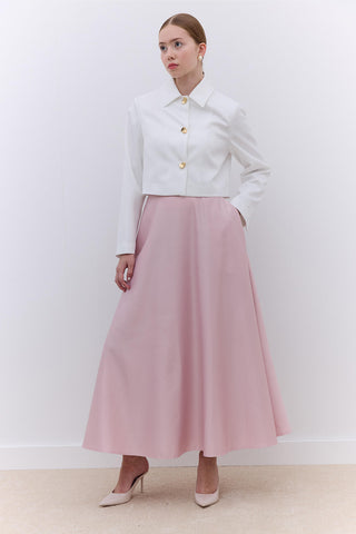 Short Satin Blazer Jacket Ecru