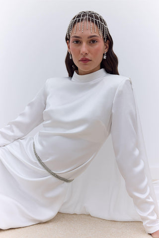 Cape Abiye Elbise Ekru