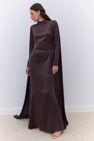 Cape Evening Dress Brown