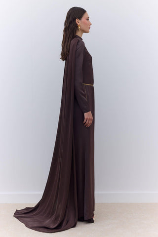 Cape Evening Dress Brown