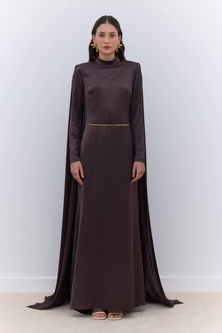 Cape Evening Dress Brown
