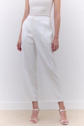 Satin Straight Leg Trousers Ecru