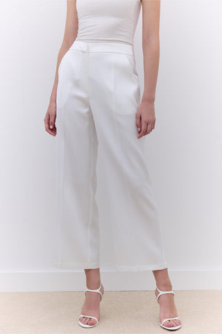 Satin Straight Leg Trousers Ecru