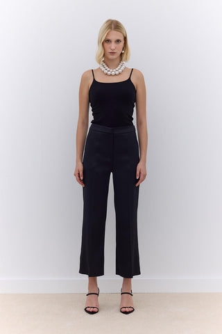 Satin Straight Leg Trousers Black