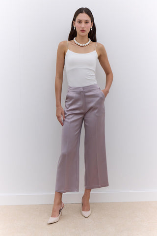 Satin Straight Leg Trousers Mink