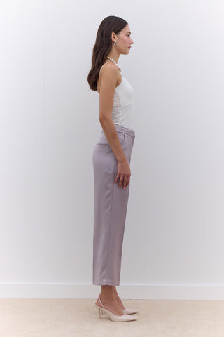 Satin Straight Leg Trousers Mink