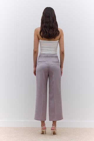 Satin Straight Leg Trousers Mink