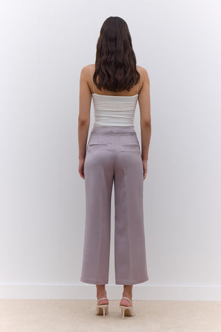 Saten Düz Paça Pantolon Vizon