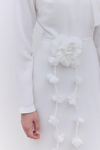 Flower Detail Tie Belt Ecru