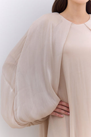 Dress With Wide Sleeve Detail Beige