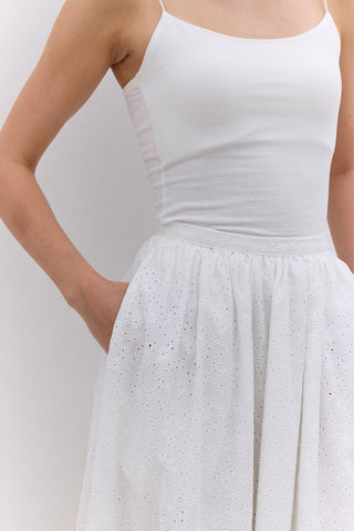 Ruched Embroidered Skirt Ecru