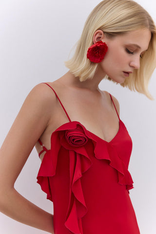 Rosalie Askılı Abiye Elbise Kırmızı