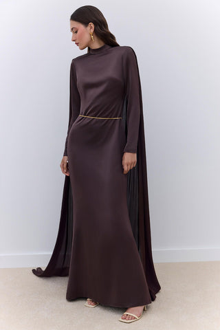 Cape Evening Dress Brown