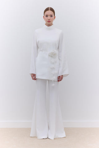 Satin Wide Sleeve Tunic Ecru